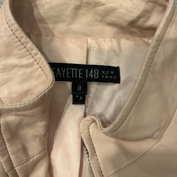 Lafayette 148 Leather Moto Jacket Blush Pink Size 8 - Picture 2 of 5